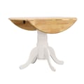 Allison Drop Leaf Round Dining Table Natural Brown and White