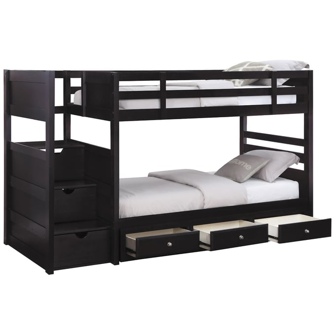 Coaster Furniture Elliott Cappuccino Twin Over Twin Bunk Under Storage Bed CST-460441-BNK-BED