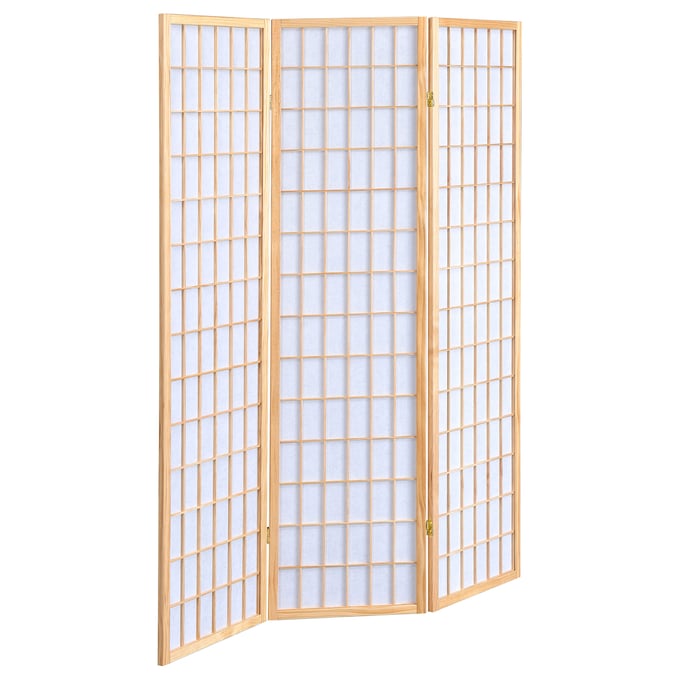 Coaster Furniture Carrie Natural White 3 Panel Folding Screen CST-4621