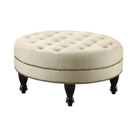 Coaster Furniture Elchin Oatmeal Round Tufted Ottoman