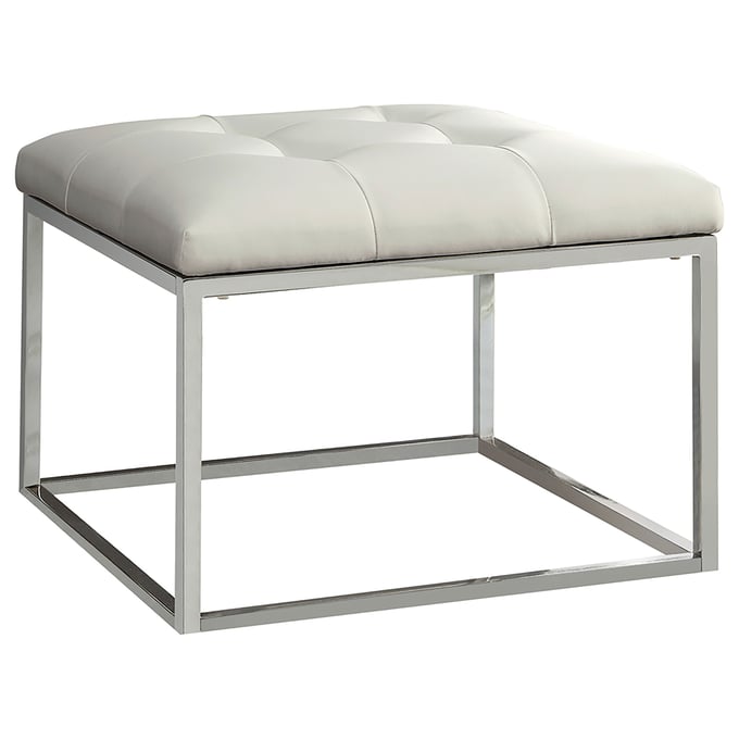 Coaster Furniture Swanson White Upholstered Tufted Ottoman CST-500423