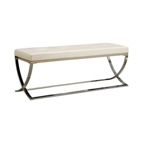 Coaster Furniture Walton White Bench with Metal Base