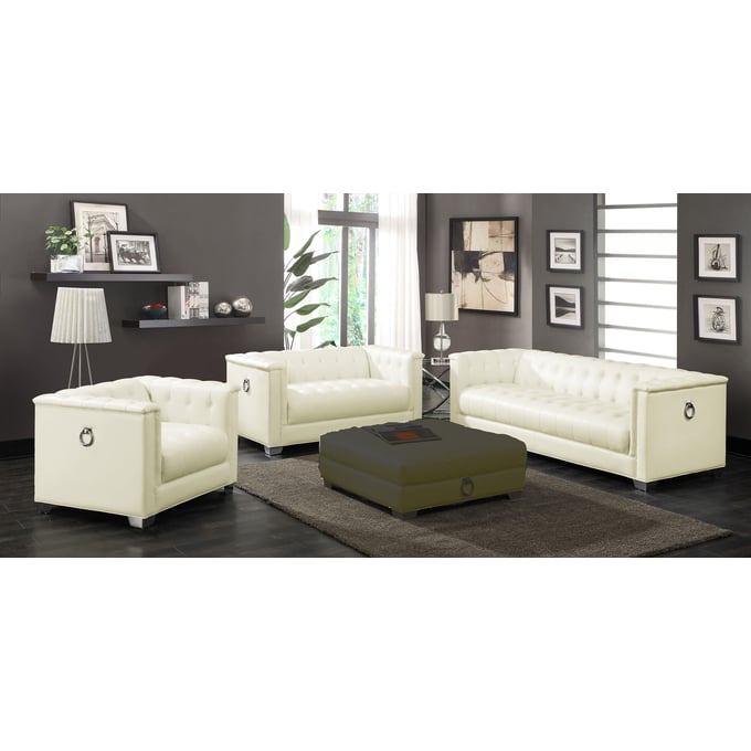 Coaster Furniture Chaviano Pearl White 3pc Living Room Set CST-50539-LR-S1