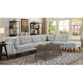 Coaster Furniture Churchill Grey 6pc Sectional with Ottoman