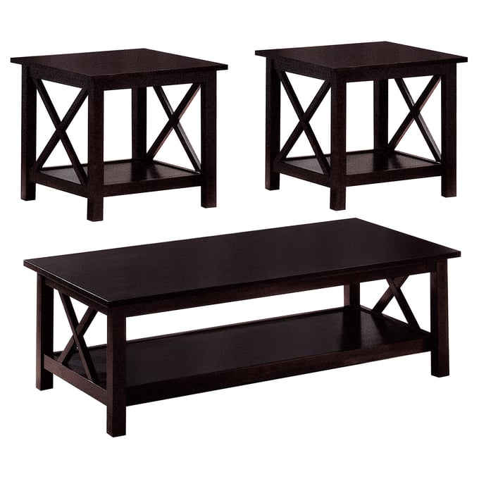 Coaster Furniture Rachelle Deep Merlot 3pc Occasional Table Set CST-5909