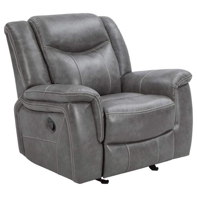 Coaster Furniture Conrad Grey Faux Leather Glider Recliner CST-650356