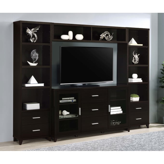 Coaster Furniture Lewes Cappuccino 4pc Entertainment Wall Unit CST-700881eWL3