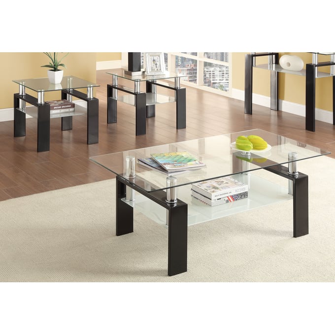 Coaster Furniture Dyer Black 3pc Coffee Table Set CST-70228-BLK-OCT-S1