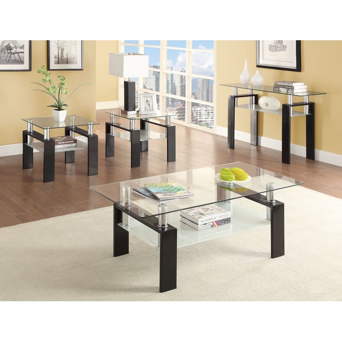 Coaster Furniture Dyer Black 4pc Coffee Table Set CST-702287OS4