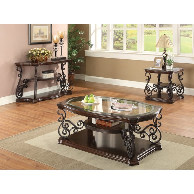 Coaster Furniture Laney Deep Merlot 4pc Coffee Table Set CST-702447OS4