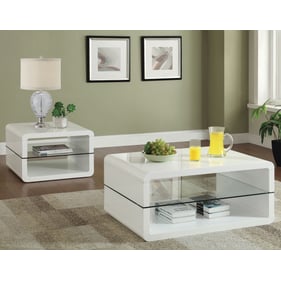 Coaster Furniture Elana Glossy White 3pc Coffee Table Set