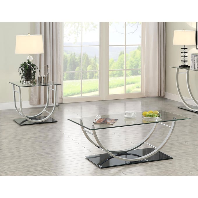 Coaster Furniture Danville Chrome 3pc Coffee Table Set CST-70498-OCT-S1