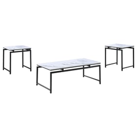 Coaster Furniture Clark White Dark Gunmetal 3pc Occasional Table Set