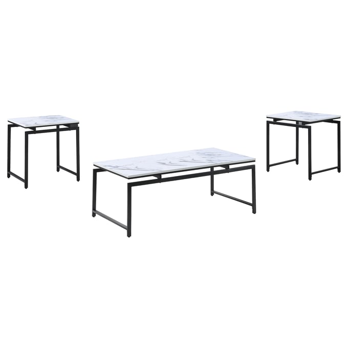 Coaster Furniture Clark White Dark Gunmetal 3pc Occasional Table Set CST-708153