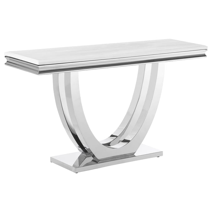 Coaster Furniture Kerwin White Chrome U Base Rectangle Sofa Table CST-708539