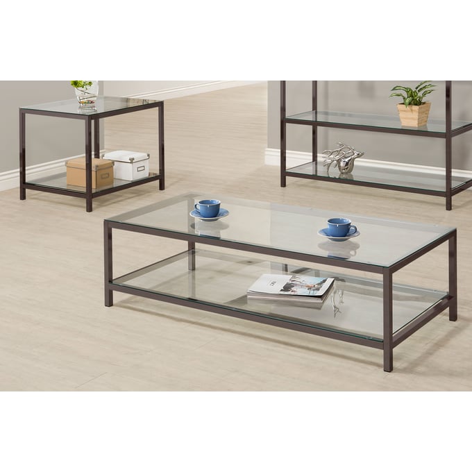 Coaster Furniture Trini Black Nickel 3pc Coffee Table Set CST-720227-8-9-OCT-S