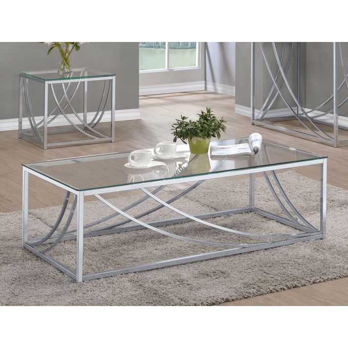 Coaster Furniture Lille Chrome 3pc Coffee Table Set CST-72049-OCT-S1