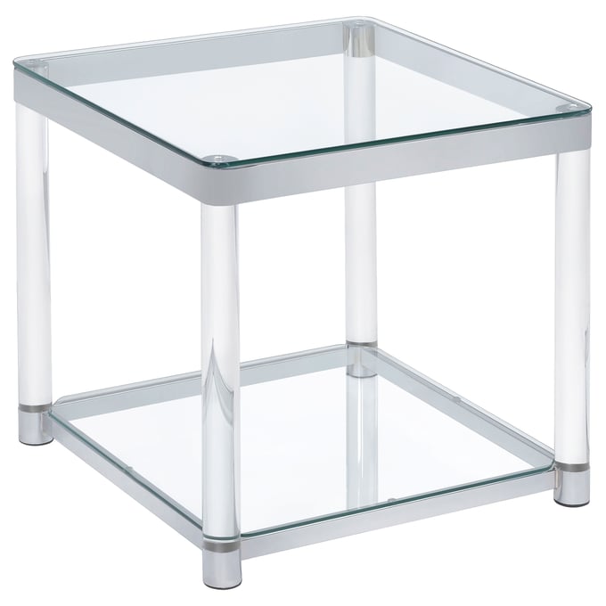 Coaster Furniture Anne Clear Chrome End Table CST-720747