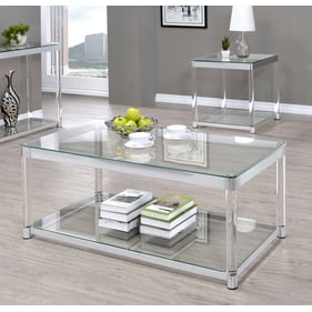 Coaster Furniture Anne Clear Chrome 3pc Coffee Table Set