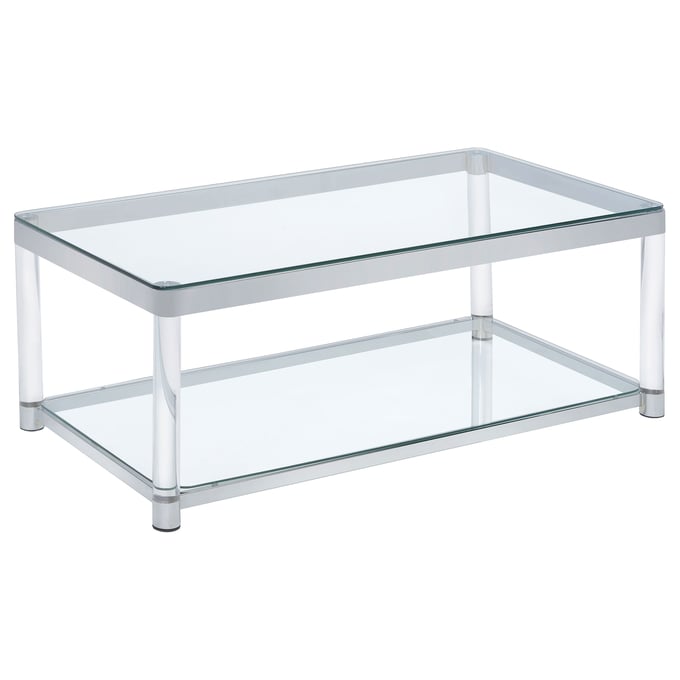 Coaster Furniture Anne Clear Chrome Coffee Table CST-720748