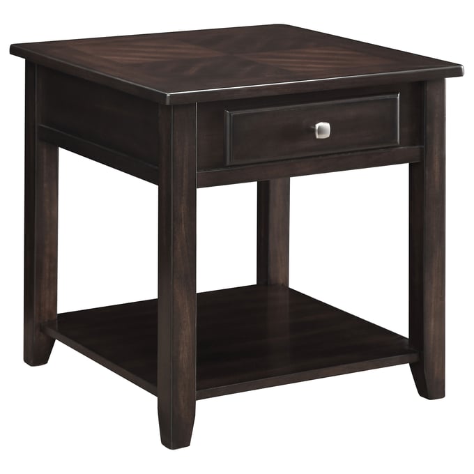 Coaster Furniture Bradford Walnut Square 1 Shelf End Table CST-721037