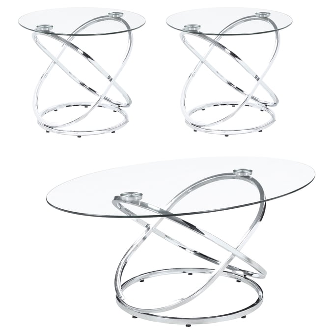 Coaster Furniture Warren Chrome 3pc Occasional Table Set CST-722373