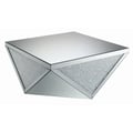 Amore Square Coffee Table with Triangle Detailing Silver and Clear Mirror