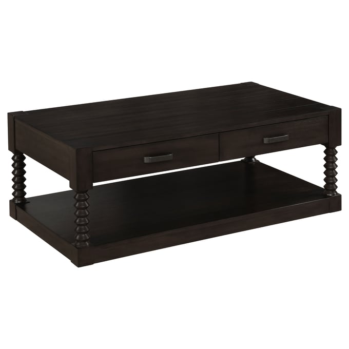 Coaster Furniture Meredith Coffee Bean 2 Drawers Coffee Table CST-722578