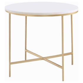 Coaster Furniture Ellison White Gold Round X Cross End Table