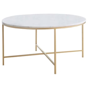 Coaster Furniture Ellison White Gold Round X Cross Coffee Table