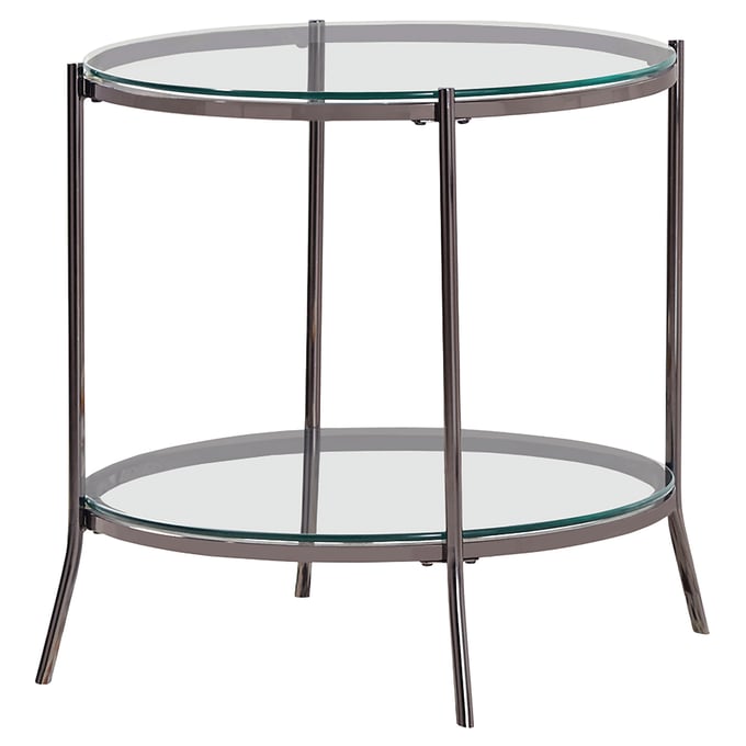 Coaster Furniture Laurie Black Nickel Clear Round End Table CST-723267