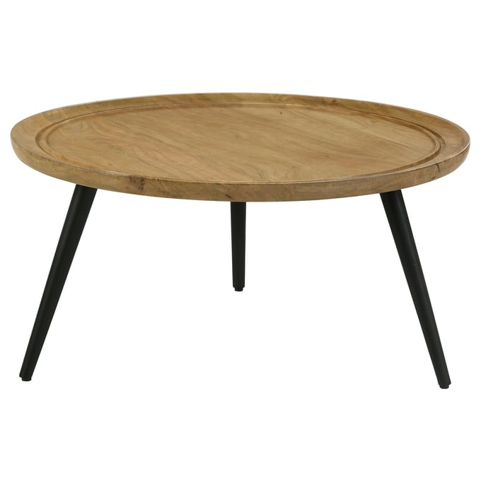 Coaster Furniture Zoe Natural Black Round Coffee Table CST-736108