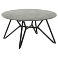 Hadi Round Coffee Table with Hairpin Legs Cement and Gunmetal