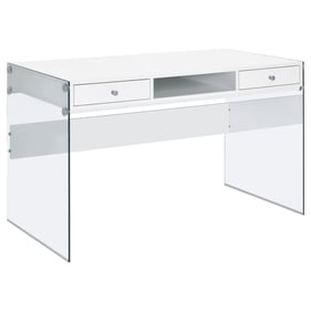 Coaster Furniture Glossy White Wood Glass Computer Desk