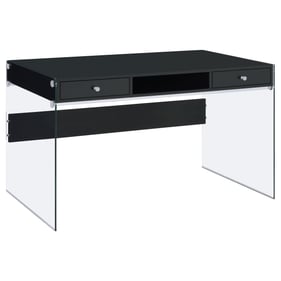 Coaster Furniture Glossy Black Wood Glass Computer Desk