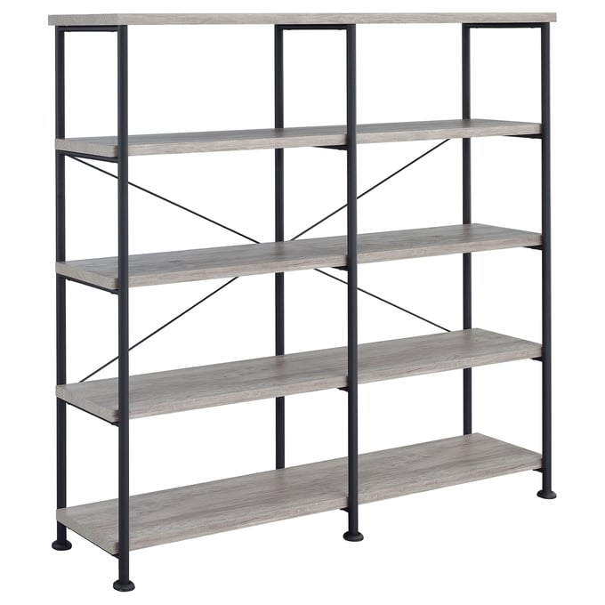 Coaster Furniture Analiese Grey Driftwood Black 4 Shelf Open Bookcase CST-801544