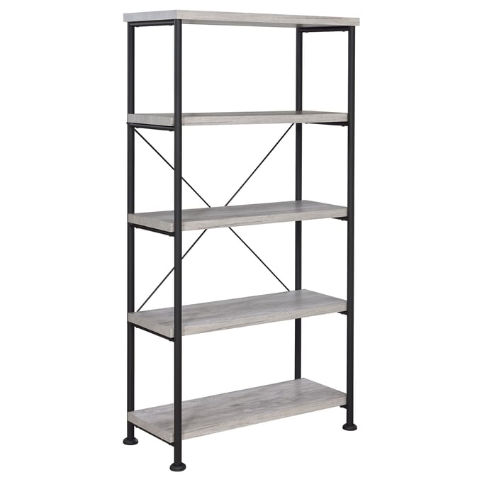 Coaster Furniture Analiese Grey Driftwood Black 4 Shelf Bookcase CST-801546