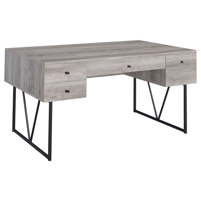 Coaster Furniture Analiese Grey Driftwood Black 4 Drawers Writing Desk CST-801999