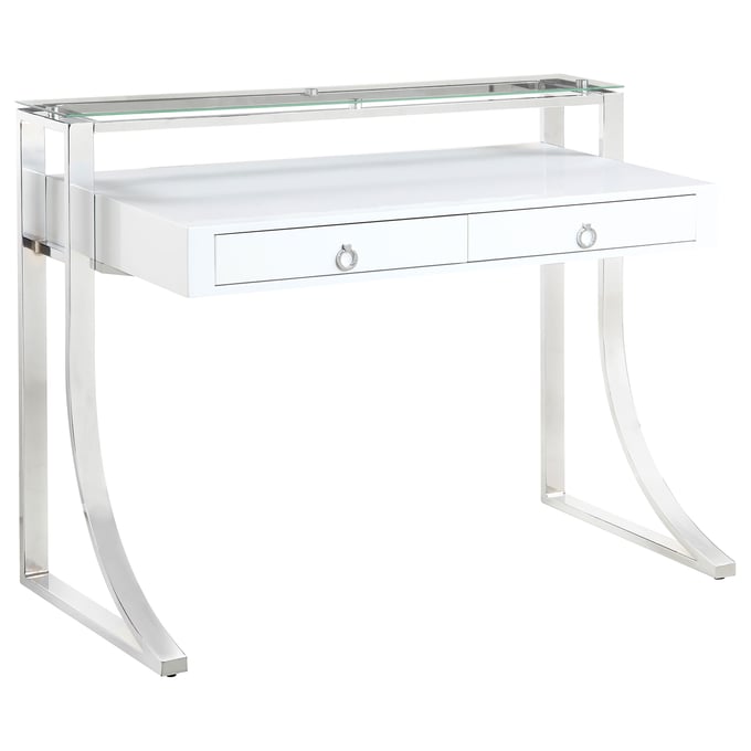 Coaster Furniture Glossy White Writing Desk CST-802141