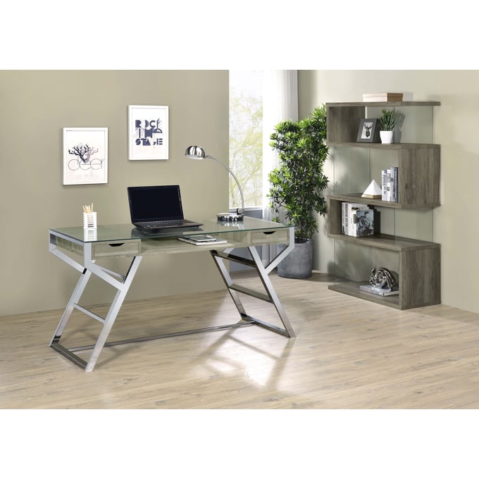 Coaster Furniture Emelle Grey Driftwood Writing Desk And Bookcase CST-88211-HOF-S1