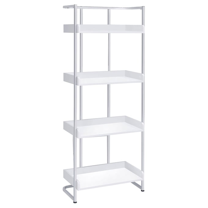 Coaster Furniture Ember White Chrome Bookcase CST-803402