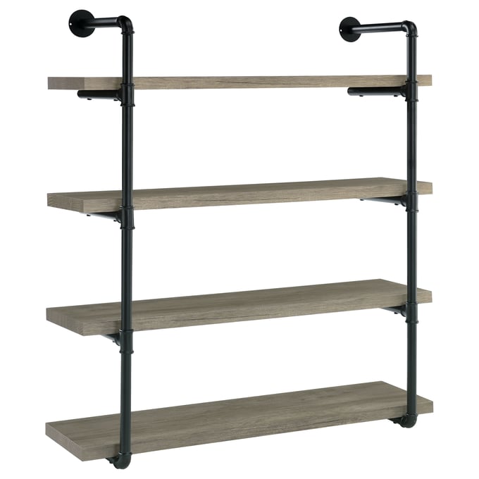 Coaster Furniture Elmcrest Grey Driftwood Black 40 Inch Wall Shelf CST-804427