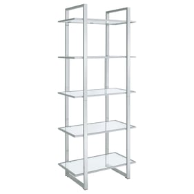 Coaster Furniture Hartford Chrome Clear Glass Shelf Bookcase