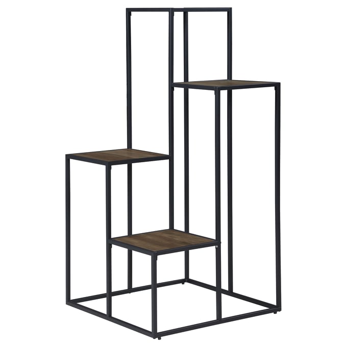 Coaster Furniture Rito Rustic Brown Black 4 Tier Display Shelf CST-805670