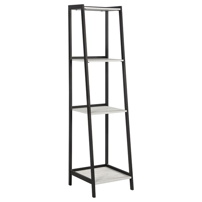 Coaster Furniture Pinckard Grey Stone Black 4 Shelf Ladder Bookcase CST-805802