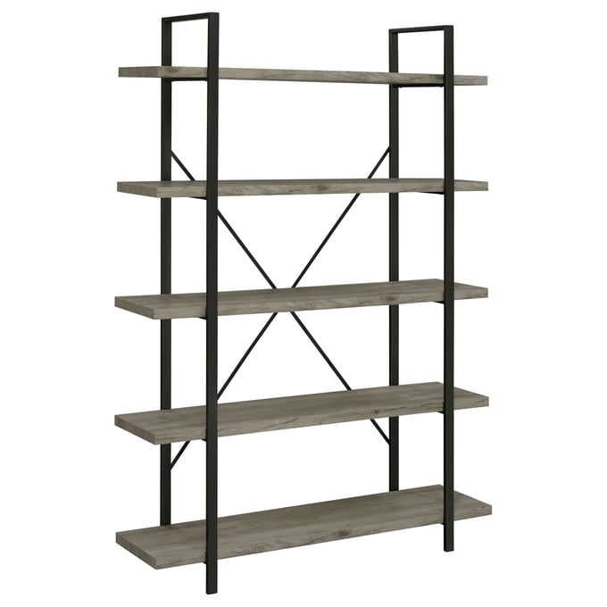 Coaster Furniture Cole Grey Driftwood 5 Shelf Bookcase CST-805817