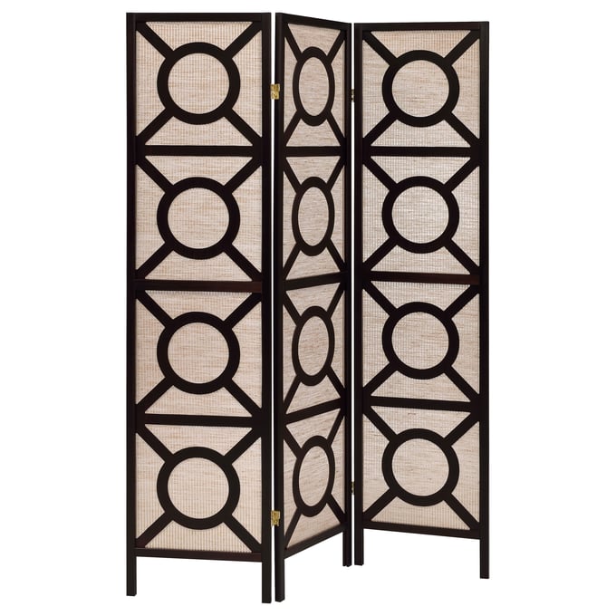 Coaster Furniture Vulcan Cappuccino Tan 3 Panel Geometric Folding Screen CST-900090