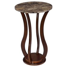 Coaster Furniture Elton Brown Round Marble Top Accent Table