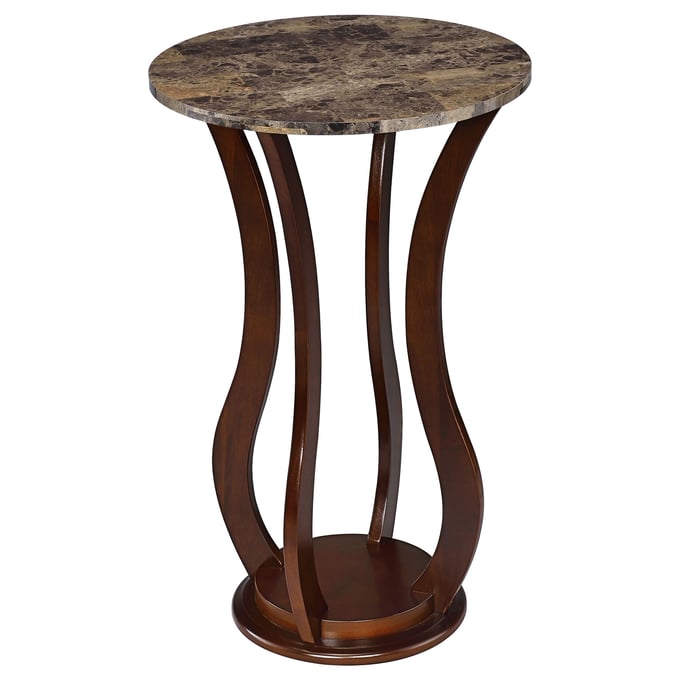 Coaster Furniture Elton Brown Round Marble Top Accent Table CST-900926