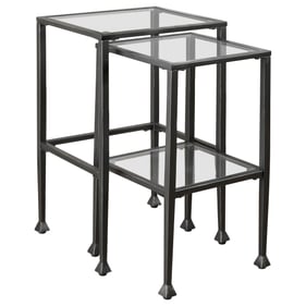 Coaster Furniture Leilani Black Clear Glass Top 2pc Nesting Tables